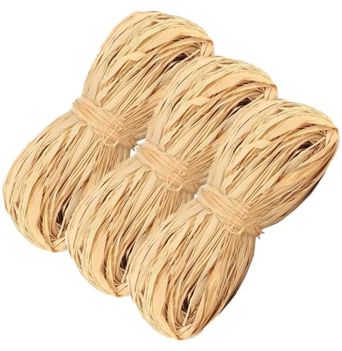 150g Bast Raffia Bastband, Bastband,3 Stück Raffia, Bast Raffia, Papierschnur Geschenkbast, Weben und Gärtnern, zum Dekorieren von Geschenkkartonagen