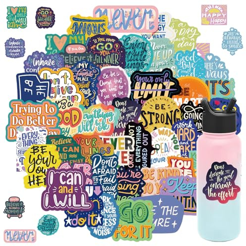 Sprüche Sticker 100 Stück, Inspirierend Zitate Sticker Set, Motivierende Aufkleber, Positive Englische Aufkleber für Kinder Jugendliche und Erwachsene für Tagebuch Tassen Laptop Meme usw