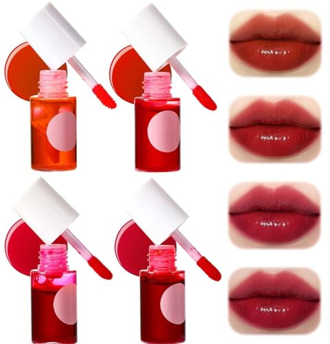 4PCS Long-Lasting Waterproof Lip Tint Set - Lightweight, Non-Sticky Matte Finish Lip Makeup for All-Day Wear - Transfer-Proof Formula