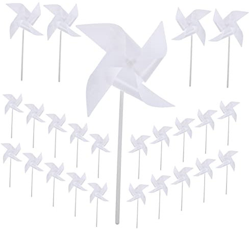 TOYANDONA 24pièces Jouets Moulins à Vent Plastique Blanc pour Garçon Fille DIY Créatifs Jeux Extérieur Artisanat Éducatif