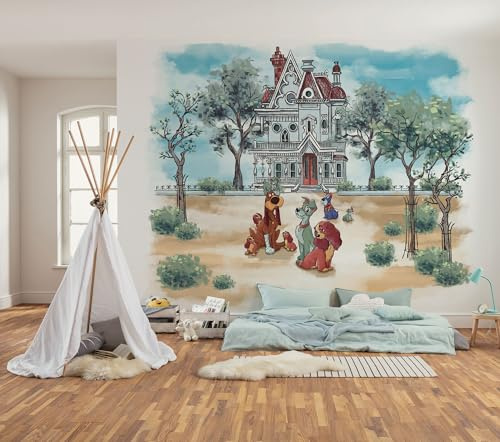 Komar Vlies Fototapete - Disney Lady and the Tramp Sweet Home - Größe 300 x 250 cm - Tapete, Kinderzimmer, Kindertapete