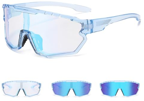 FOSDICK Running Glasses Photochromic Glasses, Photochromic Sunglasses for Men Women, Sports Sunglasses UV400 Protection Windproof Eyewear