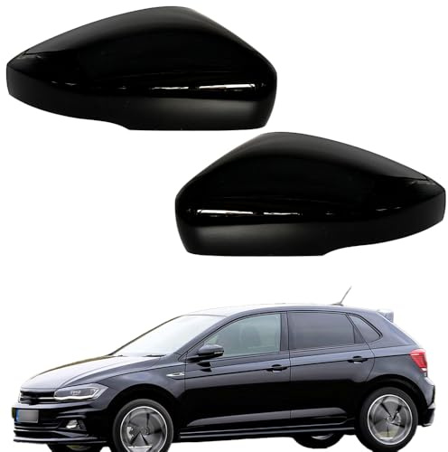 Ruolin Außenspiegelkappen 1 Paar, Rückspiegelabdeckung Kappe Auto Spiegelkappen Spiegelkappen Schwarz Kompatibel mit VW Polo 5 (6R / 6C) 2010-2017