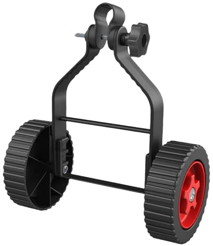 Ruote per decespugliatore, Set di Supporto con Altezza Regolabile, Struttura Triangolare Stabile, Adatto a Taglierina con Tubo da 25 mm, Accessorio con Ruote Decespugliatore Universale