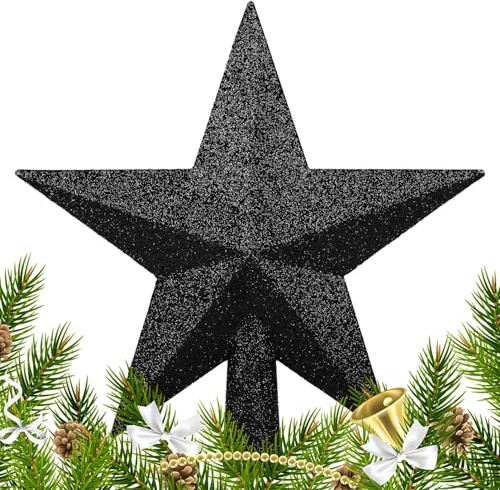 SULOLI Weihnachtsbaumspitze,Christbaumspitze Stern,Glänzender Weihnachtsstern,Tannenbaumspitze Für Weihnachtsbaumschmuck Ornament Party Dekoration(Schwarz)