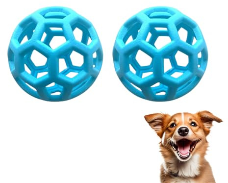 Ferizzia 2 Stück Hundespielzeug Ball, Hundeball Unzerstörbar, Hundespielzeug kauen und Beißen, Hunde Ball für Große, Mittelgroße, Kleine Hunde und Welpen, Blau
