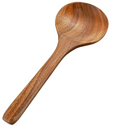 BESTYASH Mestolo Legno Teck Senza Vernice Cucchiaio Da Cucina Scavino Per Zuppa Superficie Liscia Facile Da Pulire Utensile Pratico e Sicuro Per Casa e Ristorante
