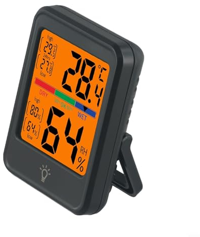 Magnet Backed Digital Thermometer and Hygrometer for Home Environment Control (MC41S Black)
