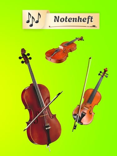 Notenheft Geige Notenbuch Cello Violine Musikunterricht Bratsche Notenlinienheft Große Lineatur Geigenunterricht Anfänger Violoncello Kontrabass ... da Gamba Notensysteme Musiker Rebec 01A18