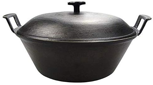 QUSYZD Sartén Wok Olla de Hierro Fundido Wok para cocinar Sartén Olla para Sopa Cazuela sin Revestimiento Olla para estofado Cazuela Olla para estofado Utensilios de Cocina Cocina a ga,