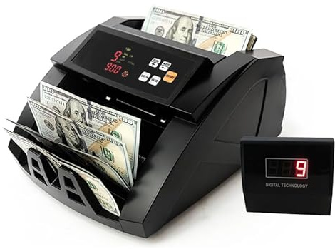 H-A16 Bill Counter Money Counter Machine – Batch Mode, Banknote Counter with LCD Display, UV/MG/IR Detection, Value Count/Add+Value Mode, 1100 Pcs/Mins, USD Only (A16-Black) (A16-Black)