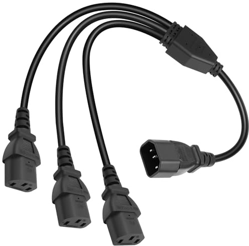 MejaRizon Kaltgeräte Verlängerung, Stecker C14 auf 3 x C13 Netzkabel, 3 in 1 Kaltgerätekabel Verteiler, IEC-320 Power Y Typ Splitter Adapter Kabel 250V 10A für Computer, Monitor, Drucker und PDU