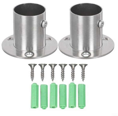 Edelstahl-Flanschstangenstützen, 2 Stück, Schrankhalterungen für Kleiderorganisation (28 mm)