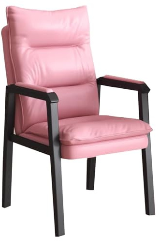 Kontorsstol Gästfåtöljer För Receptionen Konferensstolar Med Hög Rygg I Läder Ergonomisk Accentstol I Läder Med Metallben Kraftiga Köksstolar För Väntrum(Roze)