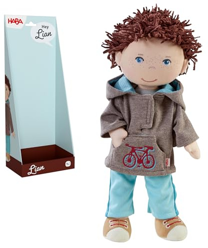 HABA Stoffpuppe Lian: 30 cm große Kuschelpuppe für Kleinkinder ab 18 Monaten – Weiche Anziehpuppe, waschbar & robust – Geschenk für Mädchen & Jungen