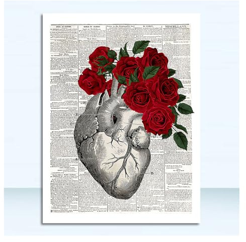 Supkancl Quadro su Tela Poster e Stampe nordici Immagini a Parete for Soggiorno Anatomia Cuore Cervello Medicina Astratta Stampa Artistica da(8,30x40cm No Frame)