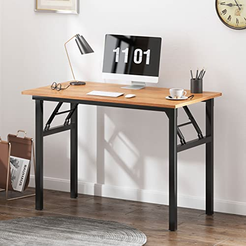 SogesHome Schreibtisch Computertisch 100 x 60 x 75 cm PC Tisch Büroarbeitsplatz für Home Office Verwendung Tisch, Esstisch Konferenztisch, Teak & Schwarz,AC5BB-100-SH