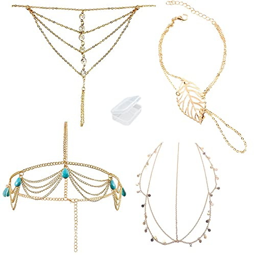 PPX 2 pièces Lady Tassel Chaîne en métal tête Coiffe et 2 pièces bracelet femme Mode Métal Strass Bijoux Bandeau Tête pièce Bandeau Cheveux Avec Boîte