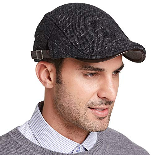 Gisdanchz Schiebermütze Herren Winter Schwarz Tweed,Kappe Ballonmütze Herren Great Gatsby Accessoires Flatcap Winter Flat Cap Kostüm Schirmmütze Mützen Baskenmütze Männer Mütze Schwarz