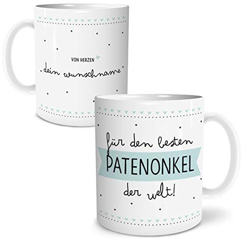 OWLBOOK® Personalisierte Geschenke für Männer Bester Patenonkel (Personalisiert mit Name Tasse) Keramik 300 ml