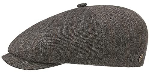 Stetson Tompkins Flatcap Schirmmütze Schiebermütze Wollcap Ballonmütze Herren - Made in Germany mit Schirm, Futter, Futter Winter Herbst-Winter - 60 cm dunkelgrau