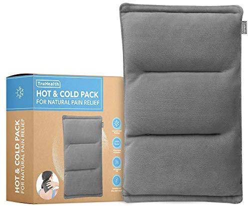 TruHealth Coussin chauffant pour le cou en graines de lin (gris) – Thérapie par le froid et coussin chauffant pour soulager les douleurs musculaires – Coussin chauffant pour le gonflement au