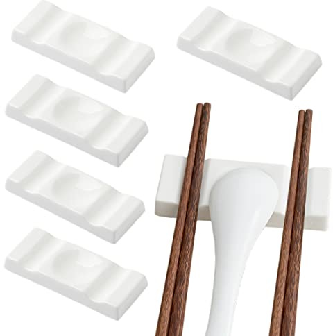 Premium Handmade Ceramic Spoon and Chopstick Rest, Fork Knife Holder Stand Dinner Tableware Table Decoration, Ceramic chopstick stand set of 6