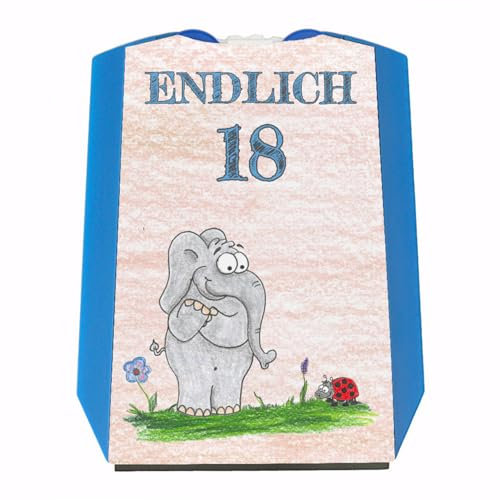 speecheese Endlich 18 Parkscheibe mit verliebtem Elefanten Geschenk zum 18 Geburtstag eigenes Auto Freunde über 18 erwachsen praktisch mit Eiskratzer und Wasserabstreifer Party Mitbringsel
