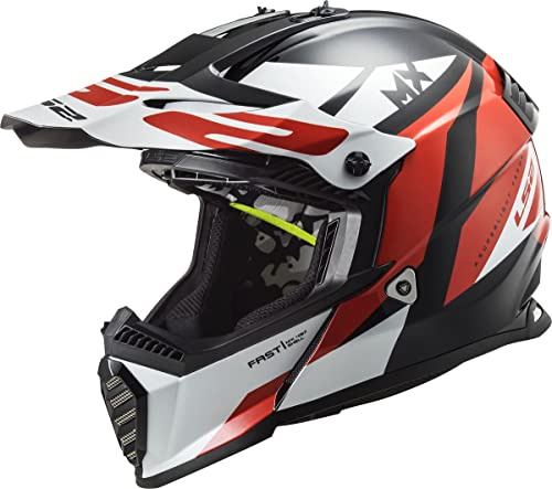 LS2, Crosshelme motorrad Fast evo mini strike black white red, YL