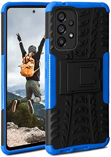 ONEFLOW Tank Case für Samsung Galaxy A53 5G Hülle Outdoor, stabile Panzerhülle mit Kamera und Display Schutz, sichere Handyhülle, TPU Handy Schutzhülle mit Ständer, Blau Schwarz