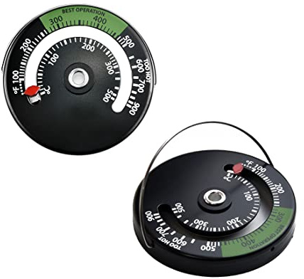 2 Stück Ofen-Thermometer, magnetisches Holzbrenner-Thermometer, Kamin-Temperaturmessgerät für Holzscheite