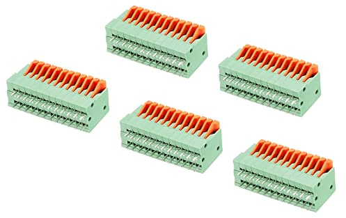 sourcing map KF141V Leiterplattenfederklemme, 150 V, 2 A, 2,54 mm, 12-polig, für Leiterplatten, Elektronik, Computer, 5 Stück