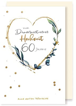 AvanCarte Diamant 60 Hochzeit Karte Grußkarte Herz Foliendruck 16x11cm