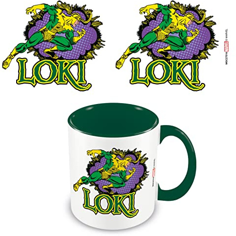 Pyramid International Marvel Loki Mug in Presentation Gift Box (Comic Design) 11oz Ceramic Coffee Mug, Green Mugs for Women and Men - Official Merchandise
