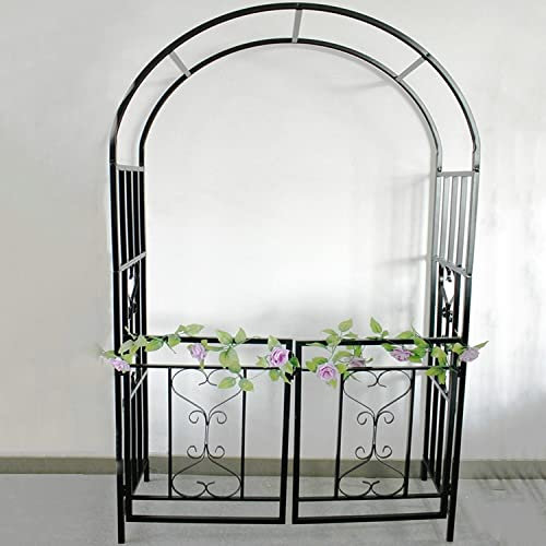 LYAH Großer Rosenbogen Metall Gartenbogen Mit Tor, Wetterfest Torbogen Rankhilfe Rosengestell, Kletterpflanzen Pergola Spalier, Hochzeit Dekorative Bogen, Hinterhof Rasen Eingangsbögen