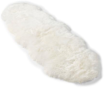Nordic Sheep Lammfell Langhaar Fellteppich 170x60 cm, Weiß | Echtes Lammfell, jedes Stück ein Unikat der Natur, ideal für Sofa, Stuhl & Esstisch, viele Farben
