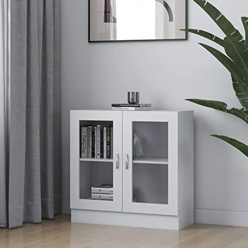BaraSh Vitrinenschrank Weiß 82,5x30,5x80 cm Holzwerkstoff Wohnzimmerschrank VitrinenschräNke Sammlervitrine HäNgend WohnzimmerschräNke