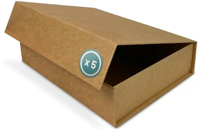 Verpackungswelt Geschenk-Box mit Deckel | 16 x 12 x 4 cm (5er Pack) | Geschenk-Karton mit Magnet-Verschluss | Perfekt für Geburtstag, Hochzeit, Weihnachten, Geburt | Geschenk-Verpackung in Braun