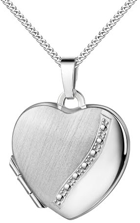 JEVELION Silberkette Amulett Herz 925 Silber Herz-Medaillon Anhänger für 2 Bilder zum Öffnen für Damen mit Halskette und Schmuck-Etui Mit Halskette - Kettenlänge 50 cm.