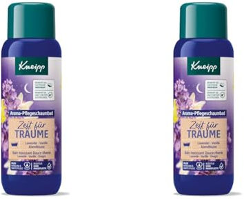 Kneipp Aroma-Pflegeschaumbad Zeit für Träume Lavendel Vanille und Abendblume, 2er Pack (1 x 400 ml)