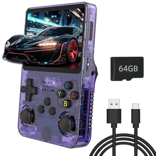 Nuziku R36S Console de Jeu Portable avec système Linux Open Source, Carte TF 64G, 10 000 Jeux, écran IPS de 3,5, Console d'émulateur Portable avec Plusieurs émulateurs