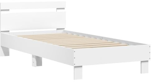 vidaXL Bettgestell mit Kopfteil Weiß 90x200 cm Holzwerkstoff