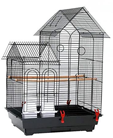 WYRMB Vogelkäfig, 76,2 cm, Vogelkäfig, Heimtierbedarf, Metallkäfig, schwarz, leicht zu öffnende Tür, robust, langlebig, inklusive 2 Sitzstangen aus Holz und 2 Futterbechern, Sittichkäfig