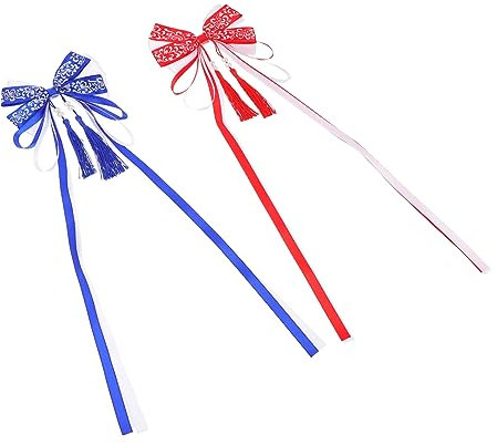FOYTOKI Vintage Chinesische Bowknot Haarnadel Langes Band Dekoratives Haar Accessoire Blaues und Weißes Porzellan