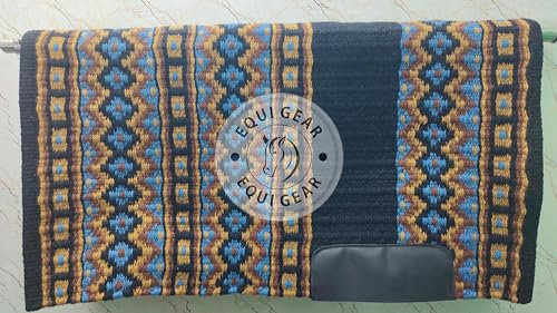 EQUIGEAR Western Show Horse Satteldecke aus neuseeländischer Wolle, Western-Design, handgefertigte Satteldecke, Wollpolster, Sensor Flex (Anpassung möglich) AQ101 (32 x 32)