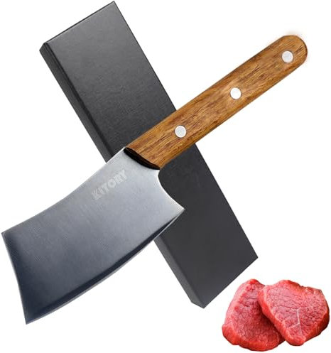 Kitory Mini Hackmesser 10cm multifunktionales Steakmesser Kleines Hackbeil Messer Chinesische Küche Kochmesser, kleine Klinge mit langem Griff, 2024 Geschenke