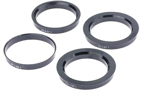 HUYGB Zentrierringe 4 stücke Auto Kunststoff Rad Hub Zentrierringe Zentrum Bohrung 73,1-57,1 66,6-57,1 73,1-60,1 73,1-66,6 67,1-60,1 73,1-56,1 73,1-54,1 Schwarz Radnaben Zentrierringe(A7)