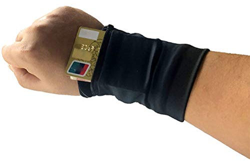 Sport-Handgelenktasche, Lauftasche, Sporttasche, Geldbörse, Handgelenk-Handyhalter, Radfahren, Handykarten für Reisen, Übungen (Schwarz)