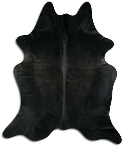 Livorio Premium Kuhfell Teppich - schwarz - Black - einmaliges Naturprodukt aus Südamerika | Rinderfell | Echtfell