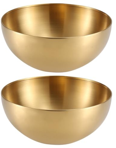 COLLBATH 2stücke Edelstahl Salatschüssel Multifunktionale Servierschüssel Für Nudeln Obst Und Snacks Elegantes Design Für Alltag Und Partys Robuste Und Langlebige Küchenutensilien